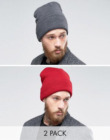 Gregorys 2 Pack Beanie Charcoal/burgundy - Multi