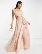 Asos Design Bridesmaid Soft Wrap Maxi Skirt In Blush - Part Of A Set-pink
