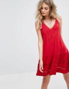 Kiss The Sky Festival Cami Dress With Ladder Details - Red