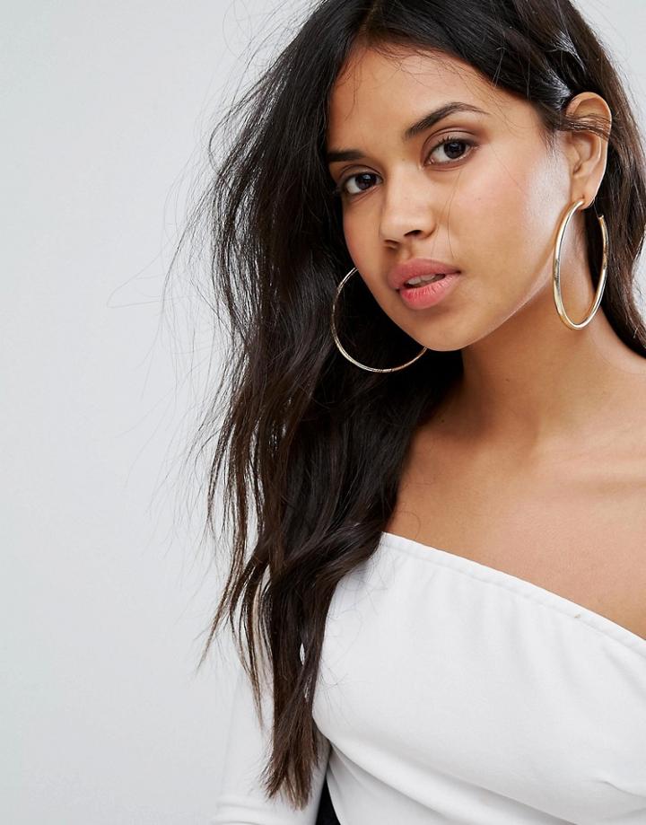 Designb London Gold Tube Hoop Earrings - Gold