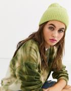 Asos Design Deep Turn Up Rib Beanie-green