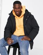 Topman Tech Short Parka In Black