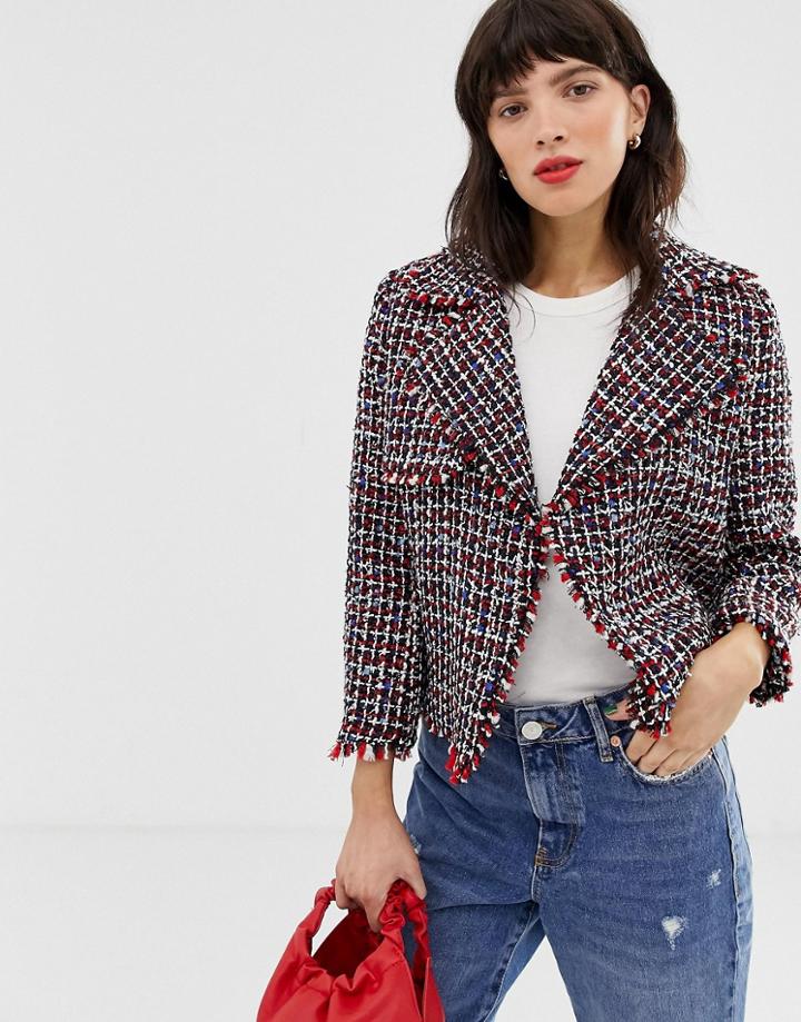River Island Boucle Jacket In Multi
