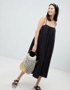 Monki Trapeze Midi Cami Dress - Black