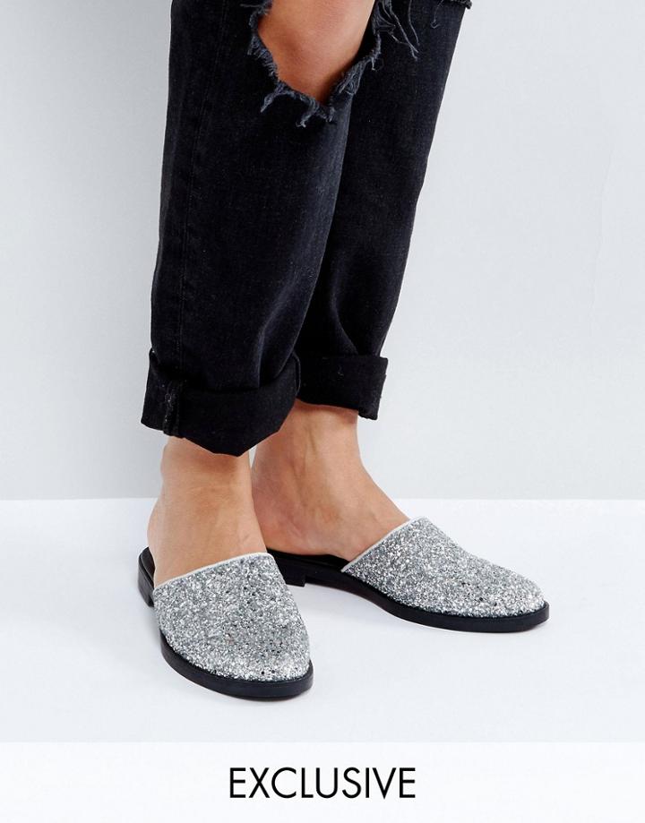 Monki Metallic Glitter Mules - Silver