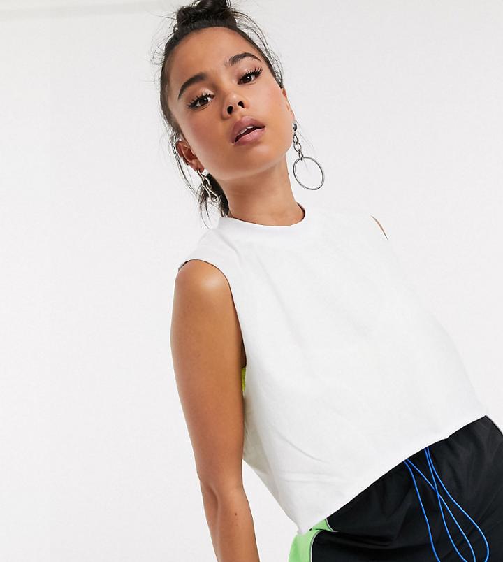 Collusion Drop Armhole Tank In White