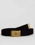 Fjallraven Canvas Belt With Brass Buckle In Black - Black