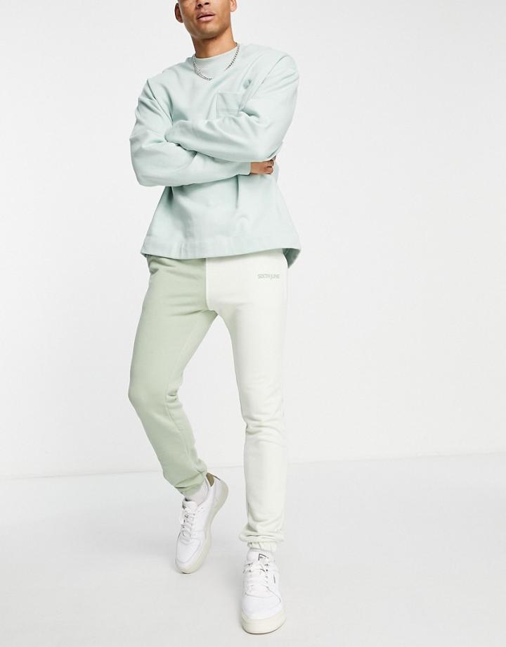 Sixth June Color Block Sweatpants In Green Exclusive To Asos