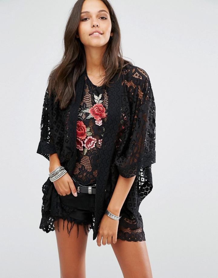 Anna Sui Magical Mystery Lace Kimono - Black