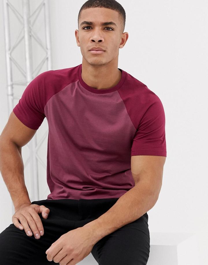 Asos Design T-shirt With Contrast Raglan In Purple - Purple