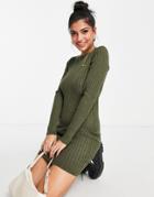 Jdy Knitted Mini Dress In Khaki-green