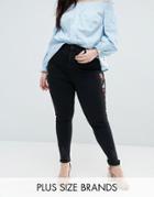 New Look Curve Embroidered Skinny Jeans - Black