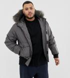 D-struct Plus Fur Trimmed Short Parka Duarable Poly - Gray