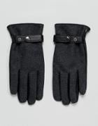 Asos Leather Gloves In Gray Herringbone - Gray
