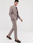 Harry Brown Wedding Wool Blend Slim Fit Summer Tweed Suit Pants - Pink