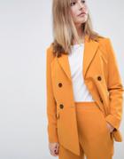 Asos Design Double Breasted Blazer With Contrast Horn Buttons - Yellow