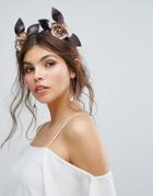 Ribbon & Asher Race Day Metallic Roses Headband - Silver