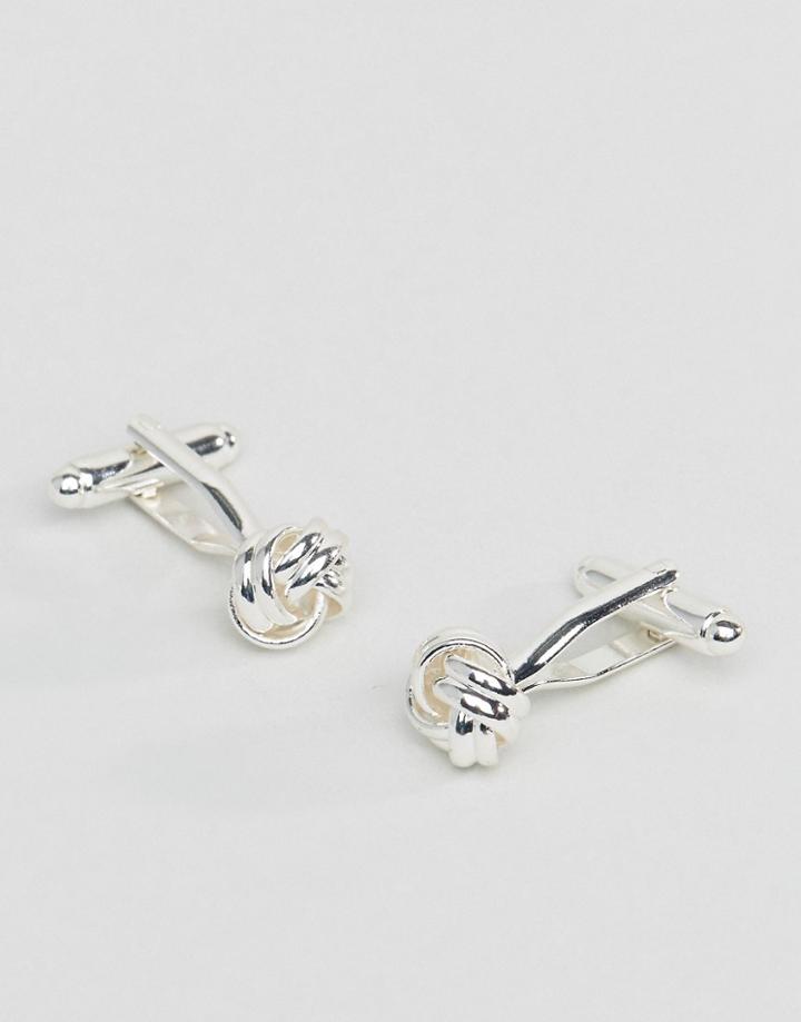 Asos Design Knot Cufflinks In Silver - Silver