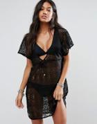 Dorina Crochet Beach Cover Up - Black