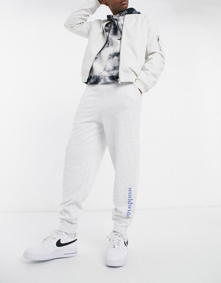 Asos Design Set Oversized Sweatpants With Text Print-white