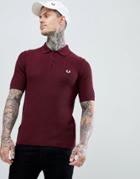Fred Perry Reissues Woven Textured Knitted Polo In Burgundy - Red