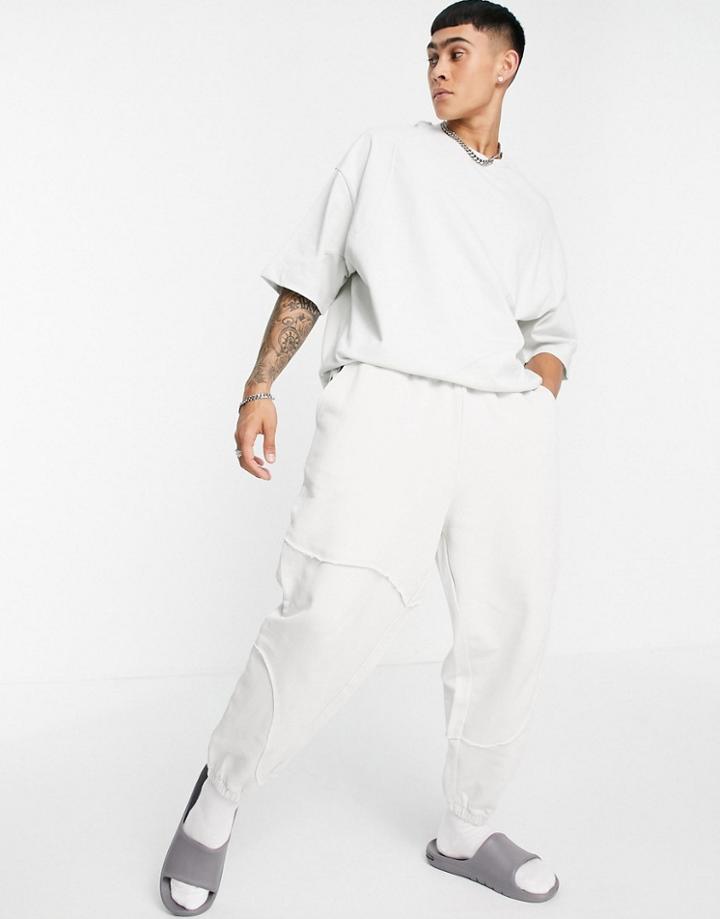 Asos Design Set Oversized Sweatpants With Stitch Detail In Gray-grey