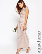 Asos Petite Wedding Lace Top Pleated Maxi Dress - Nude