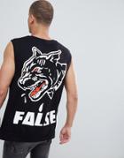 Hnr Ldn False Back Print Sleeveless T-shirt Tank - Black