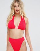 Asos Fuller Bust Mix And Match Crinkle Supportive Triangle Bikini Top Dd-f - Red