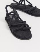 Asos Design Foxx Premium Chunky Rope Sandals - Black