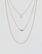 Asos Pretty Charm Multirow Necklace - Gold