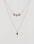 Johnny Loves Rosie Charcole Pearl Multilayer Necklace - Gold