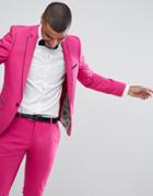 Noose & Monkey Super Skinny Suit Jacket In Cotton Sateen - Pink