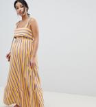 Asos Design Maternity Stripe Maxi Dress With Pephem - Multi