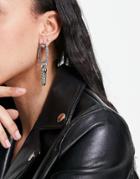 Asos Design Earrings In Chain Link Drop With Crystal In Silver Tone