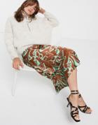 Asos White Marble Print Midi Skirt-brown