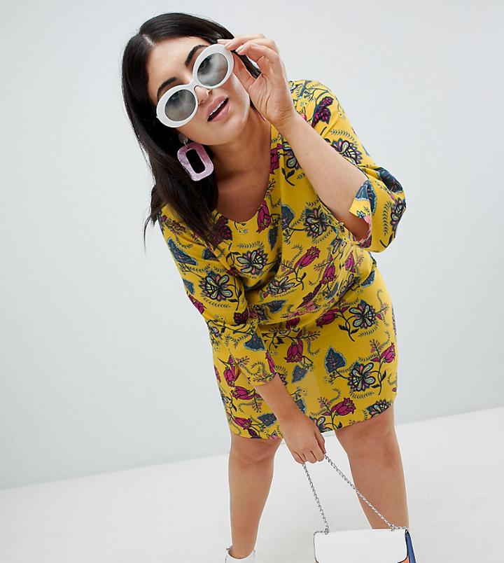 Junarose 3/4 Sleeve Floral Dress - Multi