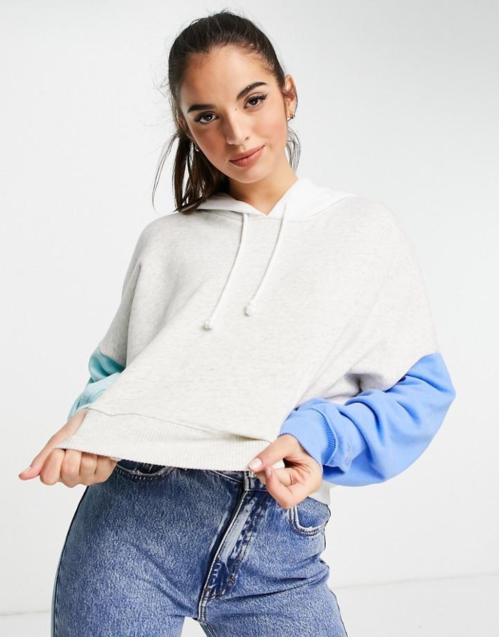 Hollister Colour Block Hoodie In Gray-grey