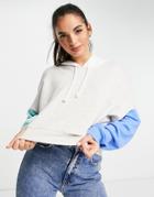 Hollister Colour Block Hoodie In Gray-grey