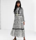 Asos Design Tall Lace Insert Maxi Dress With Buckle Belt In Leopard Print-multi