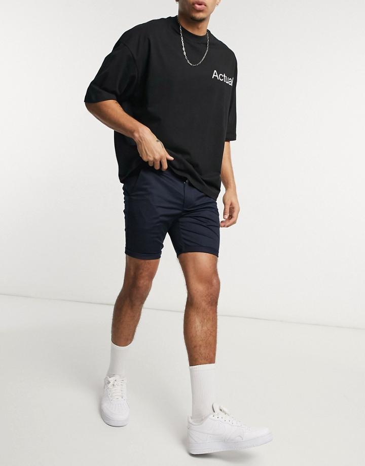 River Island Skinny Chino Shorts In Navy