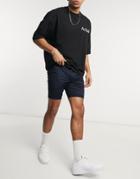 River Island Skinny Chino Shorts In Navy