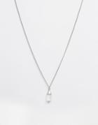 Pieces Trevani Long Crystal Collar Necklace - Silver