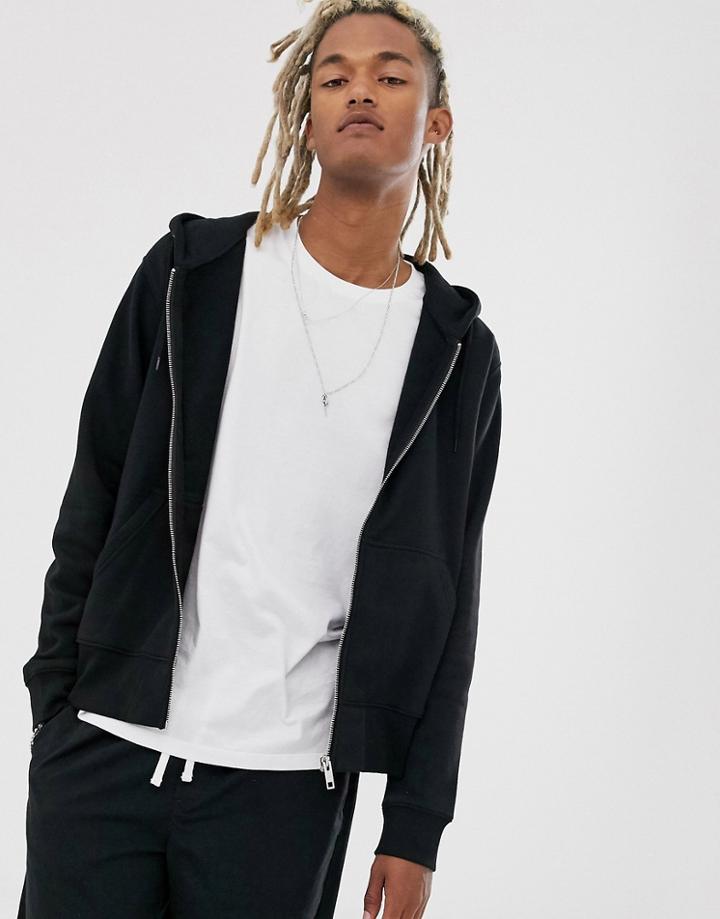 Weekday Tom Zip Hoodie In Black