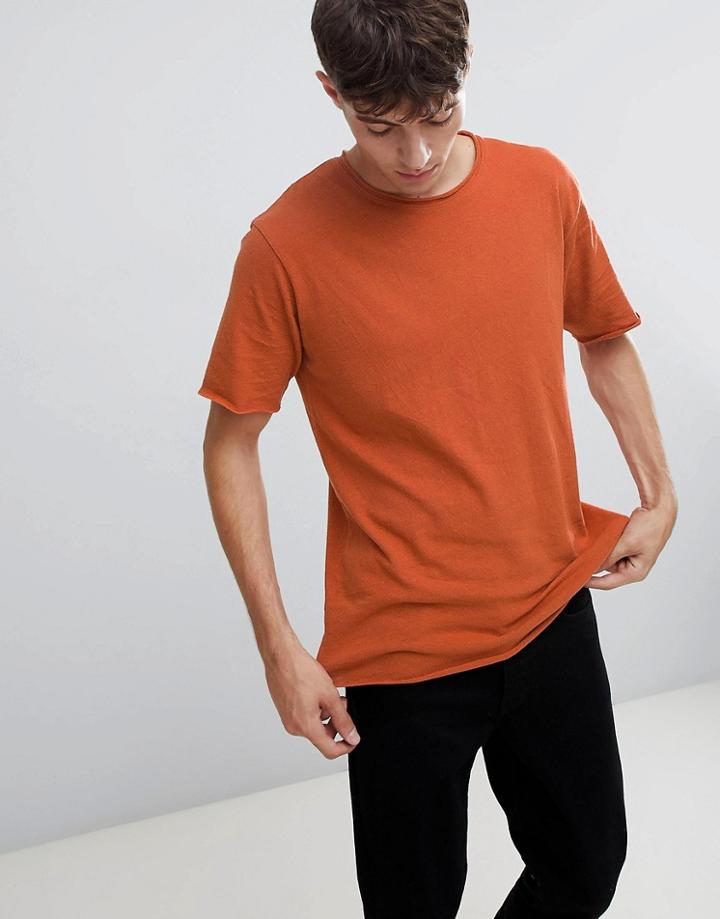 Only & Sons T-shirt With Roll Hem - Orange