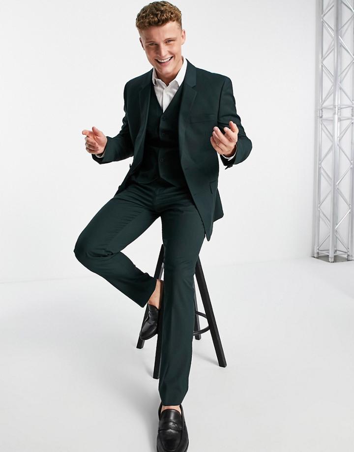 Asos Design Slim Suit Pants In Forest Green