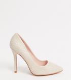 Glamorous Wide Fit Pumps In Off-white Croc