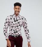 Noose & Monkey Tall Skinny Flocked Shirt - Red
