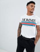 Boohooman T-shirt With Homme Paris Print In White - White