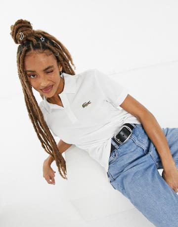 Lacoste X National Geographic Printed Croc Logo Polo Shirt In White